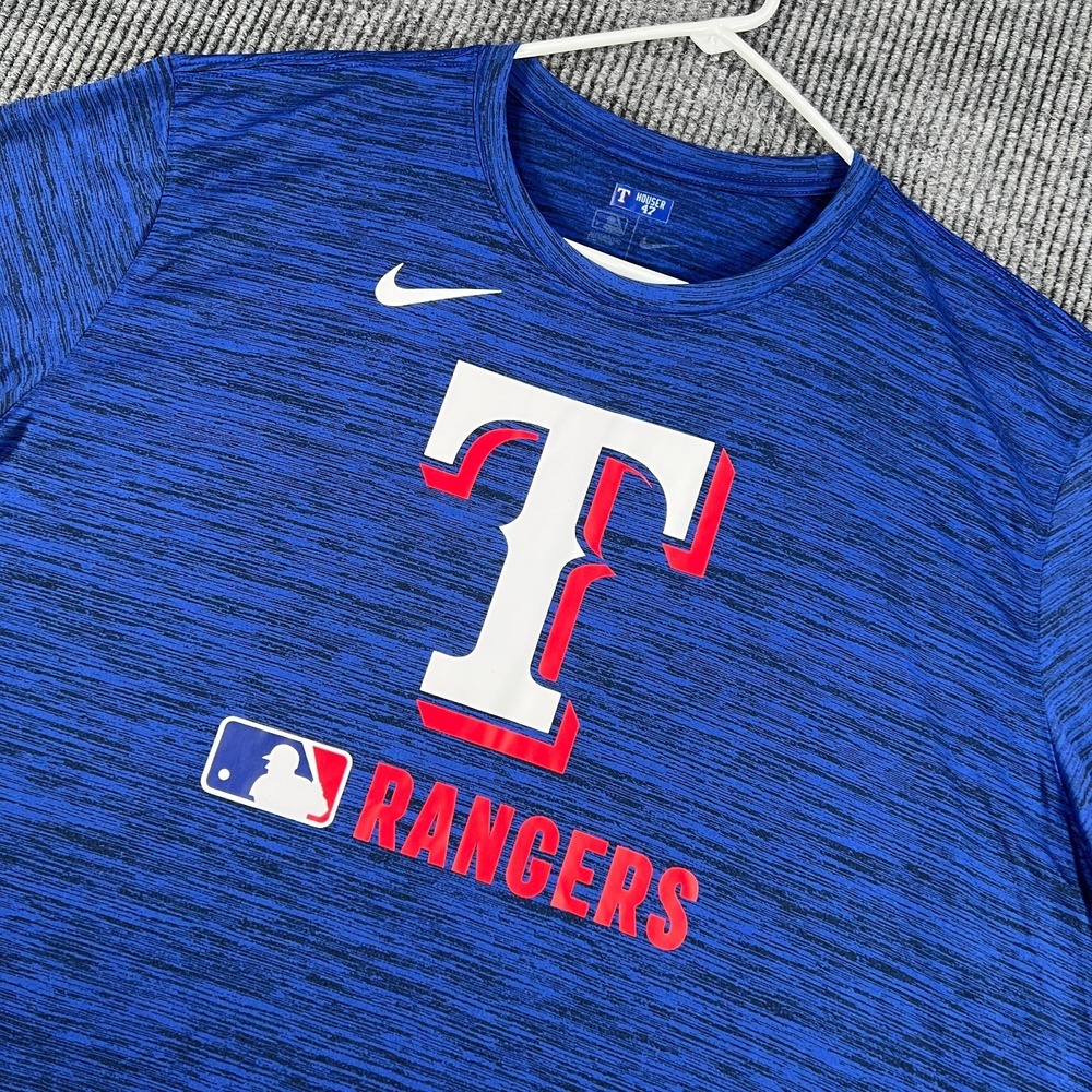 Texas Rangers Player Issued Shirt Mens 2XL XXL‎ Blue Nike Short Sleeve MLB